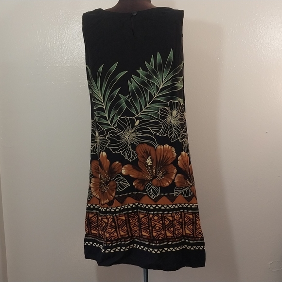 R&K Original Petites 10P Flowers Palms Tank Dress R & K - Picture 7 of 8